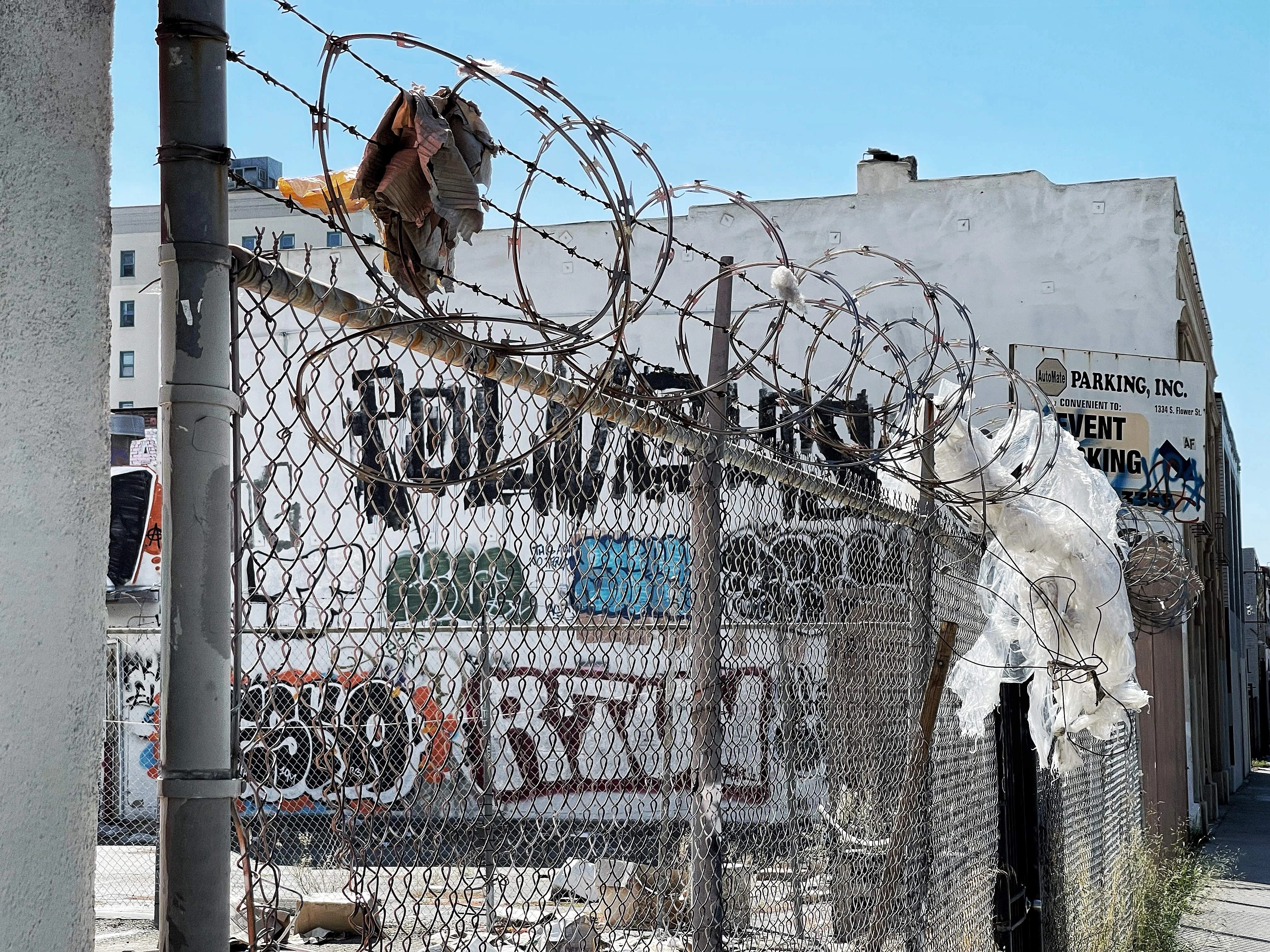 Urban scene with fence